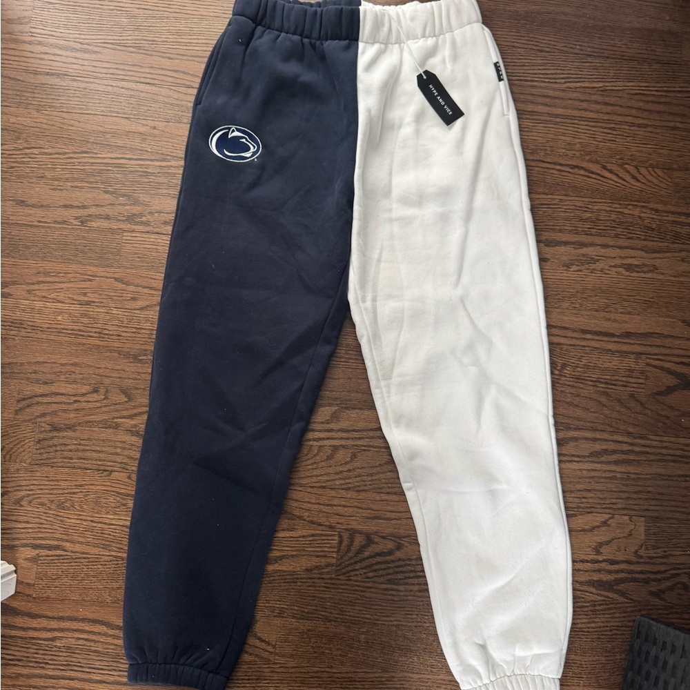 Two-Tone Joggers - Navy and White